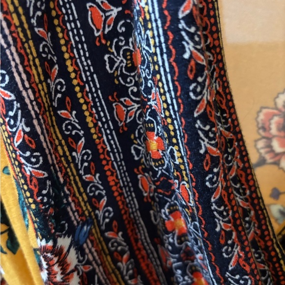 Loveappella Mustard Floral Wrap Top | Boho Tie Blouse - Picture 6 of 7